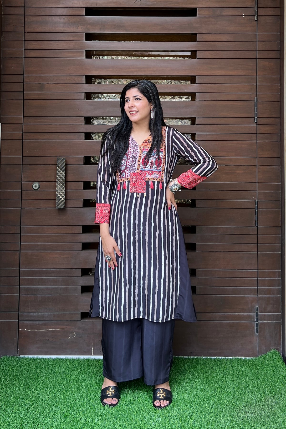 Black Shadow Kurta Set-Kurta Set-Ekana Label