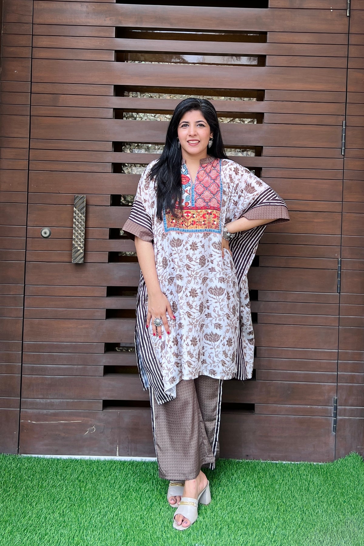 White Glow Chic Kaftan Set-Kurta Set-Ekana Label