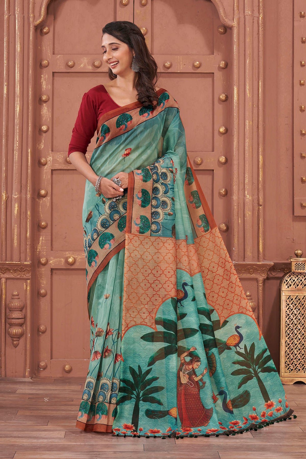 Ayra Rangrez Peacock Pichwai Saree