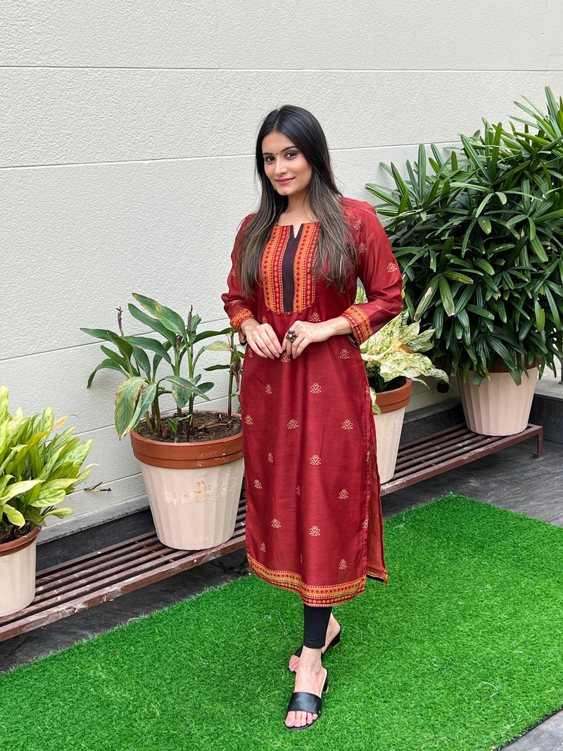 Zohra Dabu Ajrakh Suit-Kurta Set-Ekana Label