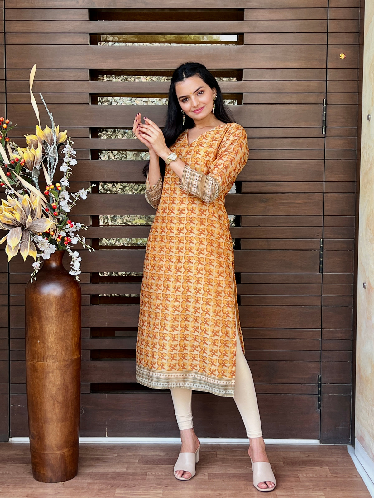 Swarna Gold Ajrakh Suit-Kurta Set-Ekana Label