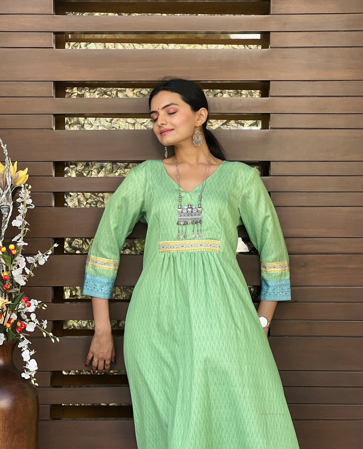 Spring Green Kurta Set-Suit Set-Ekana Label