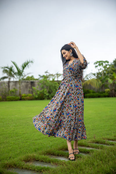 Buy Vibrant WS1001 Sachi Cotton Kalamkari Dress Online | Kessa