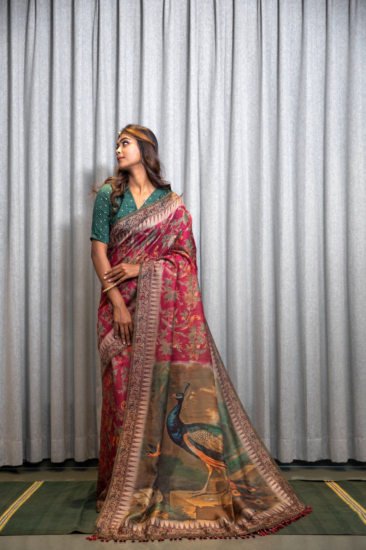 Pink Kasturi Kalamkari Saree-Clothing-Ekana Label