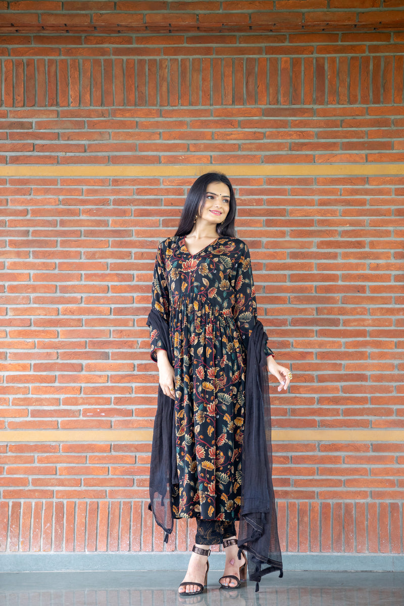 Luna kalamkari Three Piece Set-Clothing-Ekana Label