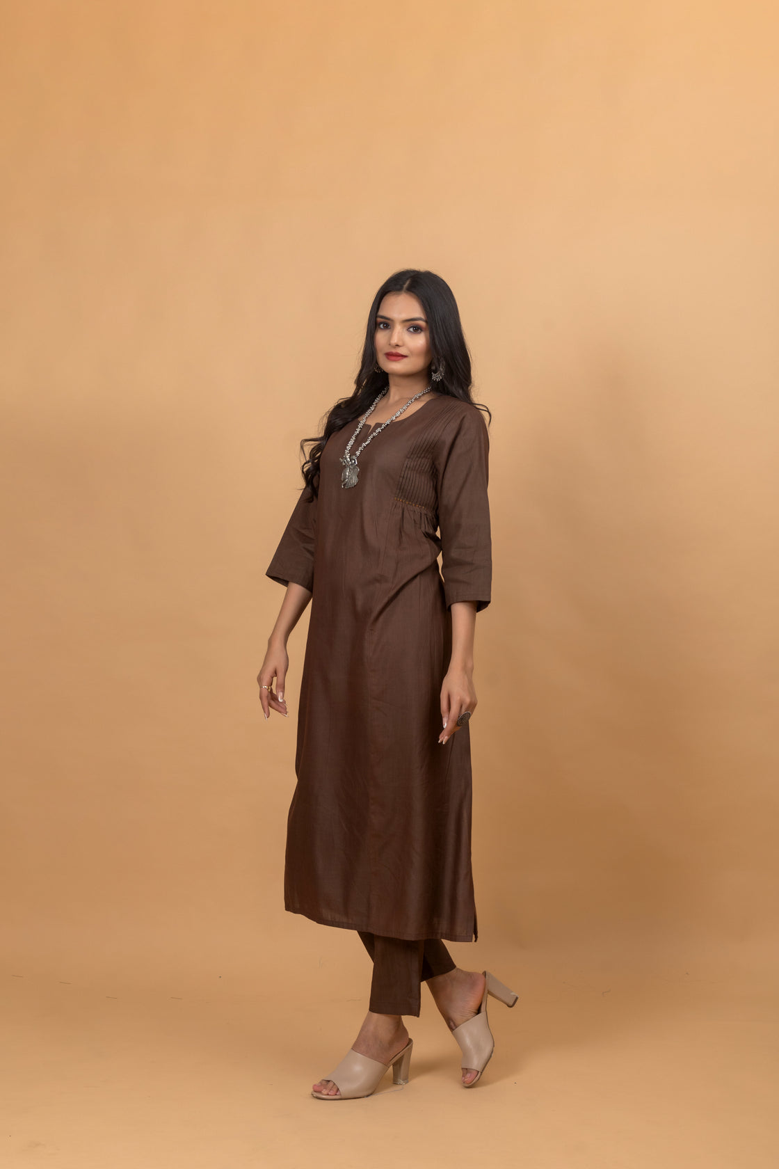 Vaaran Brown Pichwai Suit Set-Suit Set-Ekana Label