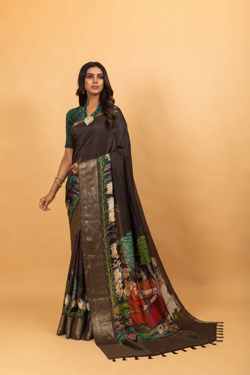 Radhe Shyam Pichwai Saree-Saree-Ekana Label