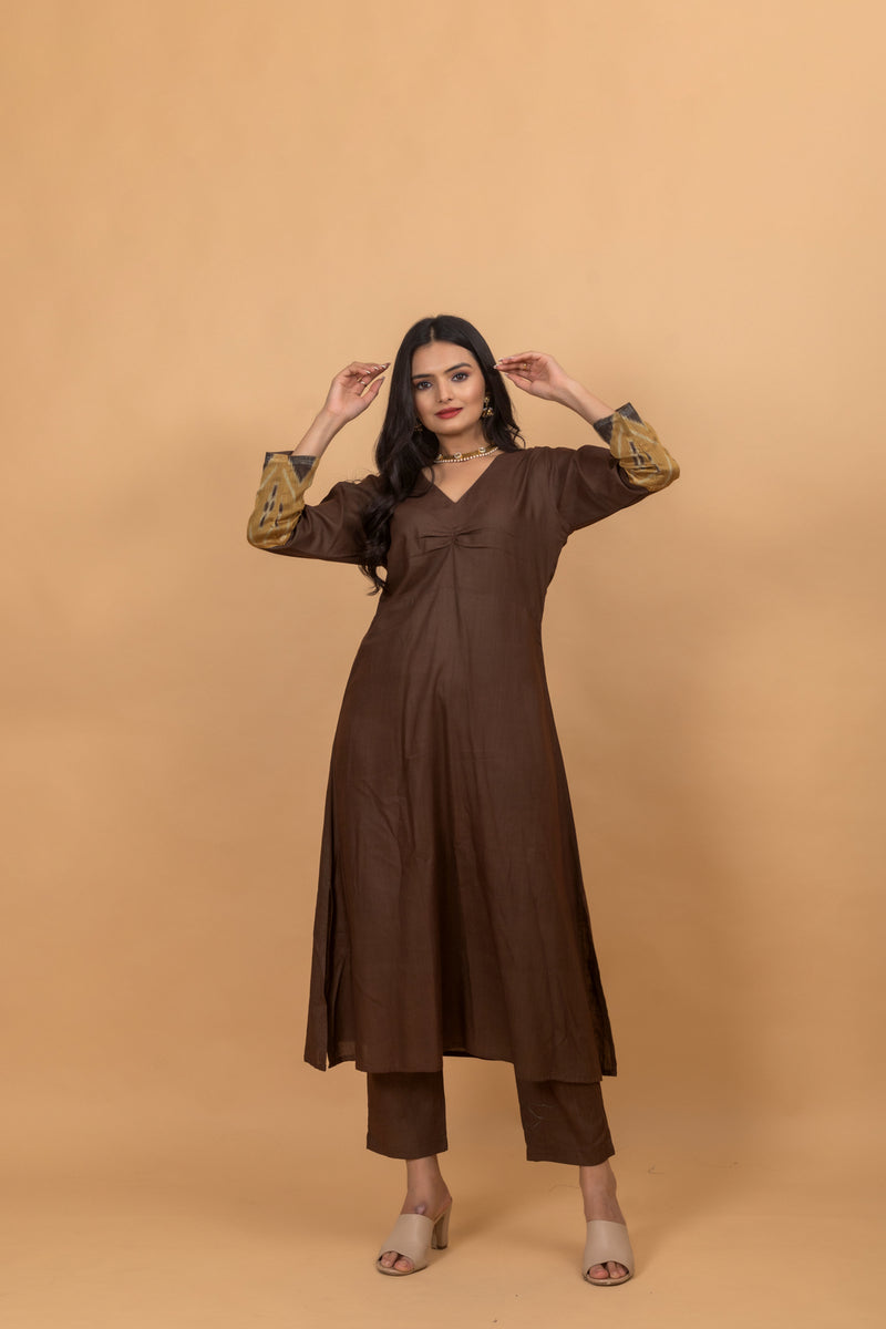 Brown Srini Pichwai Suit Set-Suit Set-Ekana Label