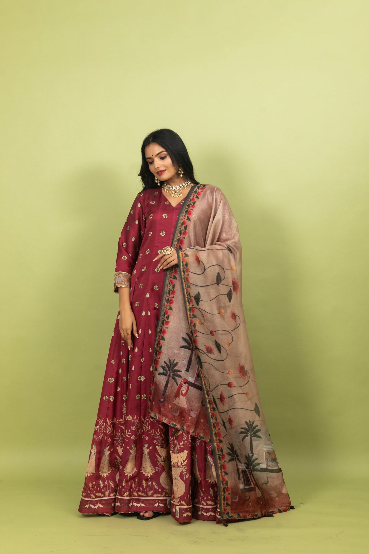 Suhana Pichwai Gown With Dupatta-Gown With Dupatta-Ekana Label