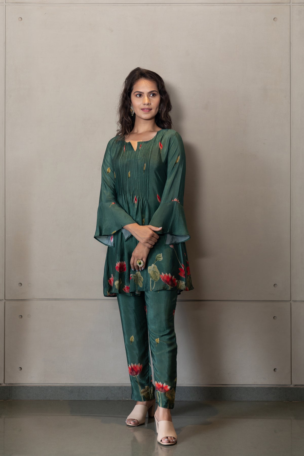 Metallic Green Pichwai Co-ord Set-Clothing-Ekana Label