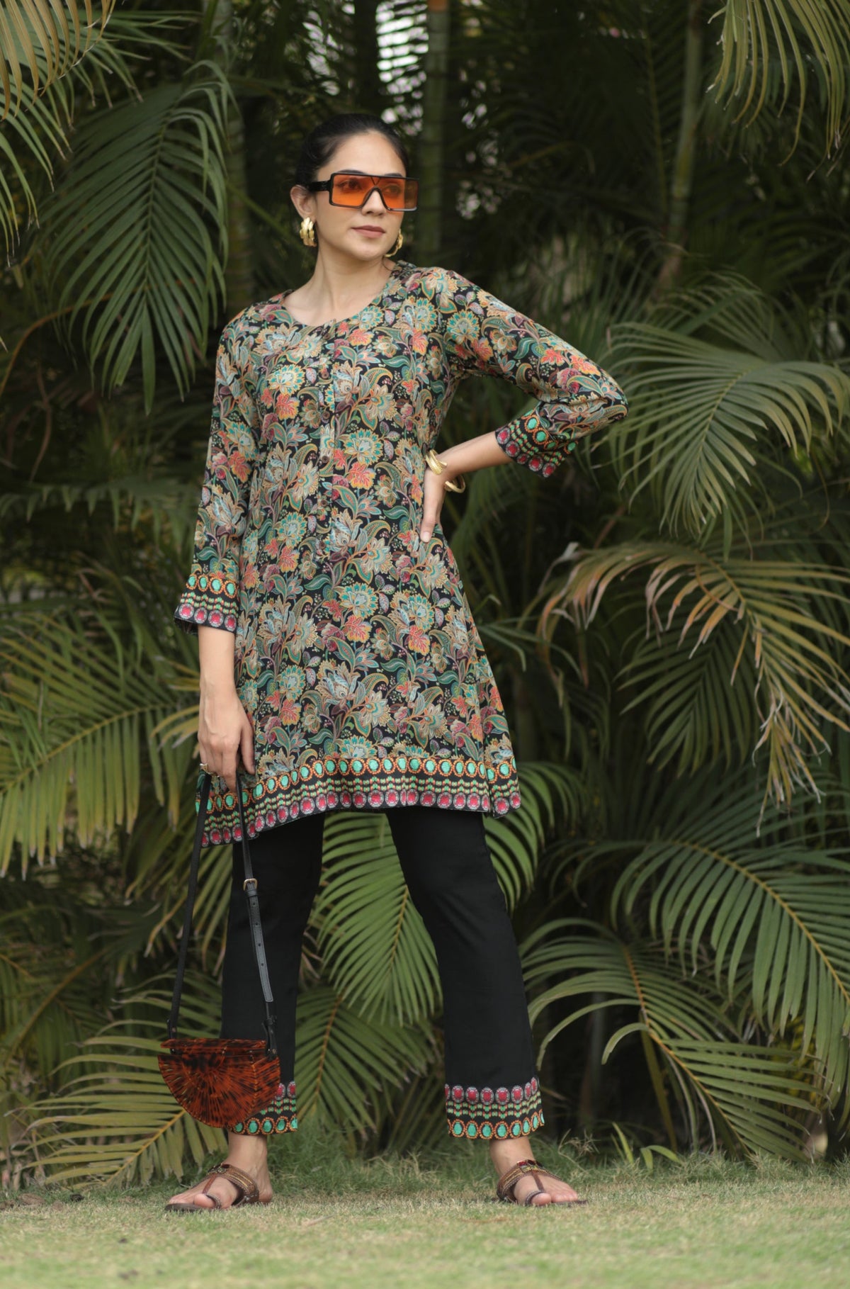 Black Liliana Kalamkari Kurta Set-Western-Ekana Label