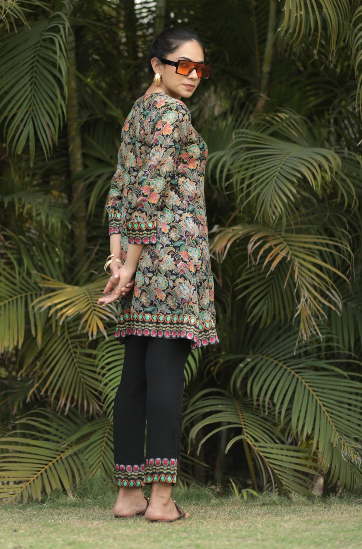 Black Liliana Kalamkari Kurta Set-Western-Ekana Label